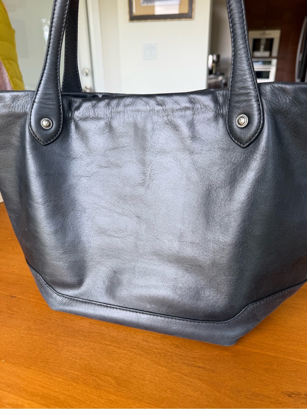 Frye Kenzie Classic Black Leather Tote Bag - Picture 5 of 11